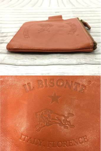 IL BISONTE イル ビゾンテ レザー ロゴ押し ポーチ ブレスレット 2点セット