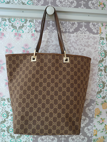 ☆GUCCI・0021098☆GG柄トートバッグ☆ダークブラウン 