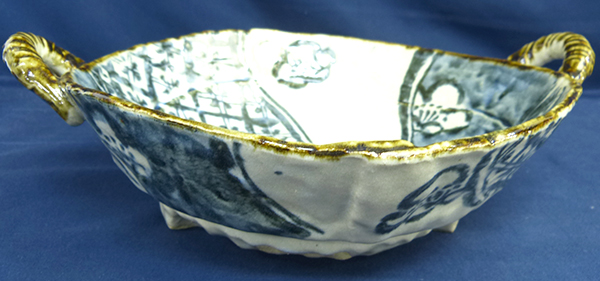 三洋陶器/龍峰窯☆花風流/耳付祥瑞 大鉢/盛鉢/1P☆未使用品（C19431