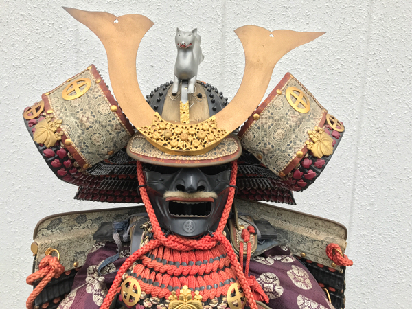 等身大 甲冑 島津義弘 兜鎧一式 白キツネ 武具 脛当 防具 五月人形
