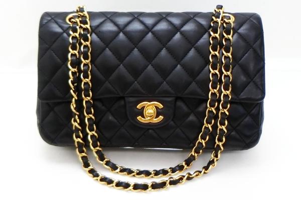 ◆AB2873 CHANEL シャネル マトラッセ ラムレザー Wチェーン ショルダー バッグ ！！