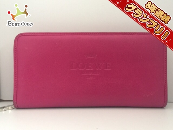 ロエベ 長財布 - ピンク ラウンドファスナー レザー LOEWE