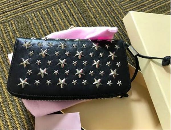 ジミーチュウ JIMMY CHOO FILIPA LEATHER フィリッパ スタースタッズ ラウンドファスナー長財布 黒