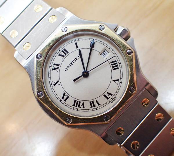わいCartier カルティエサントス オクタゴン コンビ クォーツ 正規/動作品 ◇カルティエ/Cartier ◇サントス オクタゴン ◇コンビ