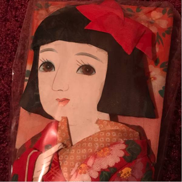 かわいい戦前の羽子板 女の子 おかっぱ 押絵細工 骨董 古道具 昭和