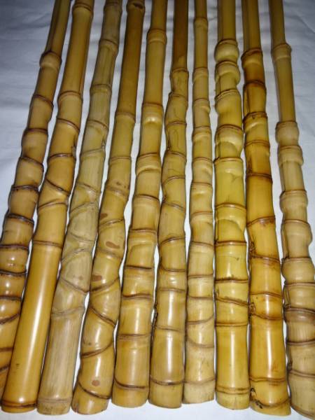 和竿製作用 布袋竹グリップ用10本 細め15ミリ前後 火入れ済みジャンク品