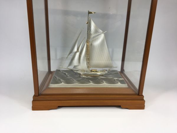 武比古 TAKEHIKO シルバー985/銀製 船/置物/ガラスケース 中古 SILVER