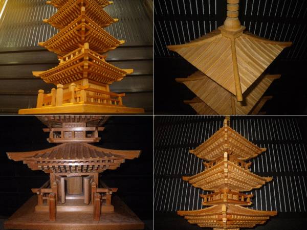 五重塔 オブジェ 置物 模型 全高 1130㎜ 日本 木造 建築 社寺仏閣