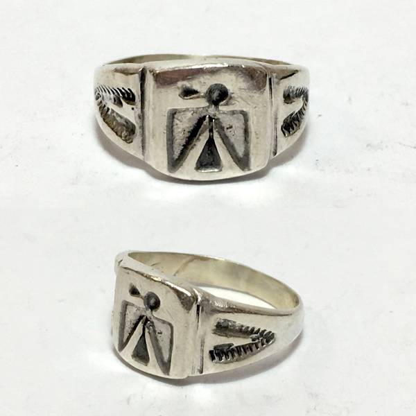 1940's ナバホ サンダーバードリング/指輪/ビンテージ/シルバー製 16号 フレッドハービー#K