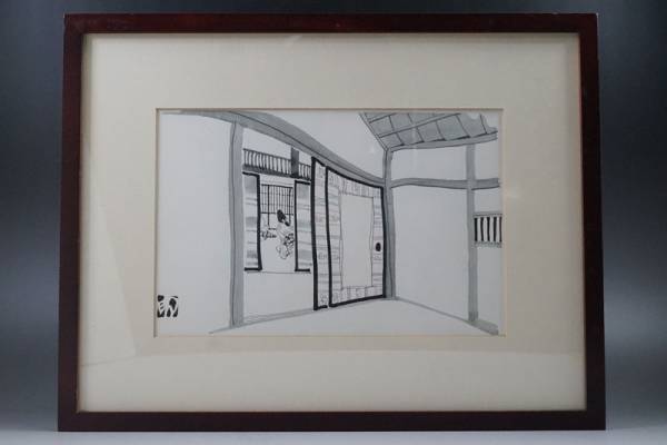 へ449☆挿絵画壇の鬼才 岩田専太郎 江戸風俗挿絵肉筆原画 墨画 木製