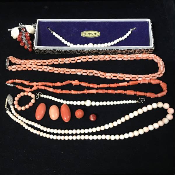 コーラル サンゴ ネックレス ルース 珊瑚リング 合計約75.7g まとめてどうぞ