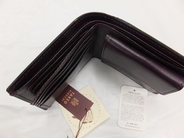 QQ82 TAKEO タケオキクチ新品上質イタリアンレザー２つ折り財布 ￥13500
