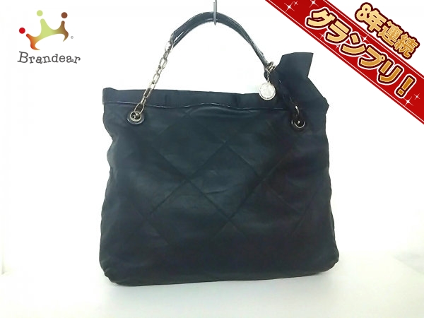 ランバン LANVIN バッグ トートバッグ レザー×サテン×エナメル（レザー） 黒 キルティング
