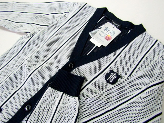 ◆高級!パーリーゲイツ33480.メッシュストライプカーディガン(5)白/新品◆