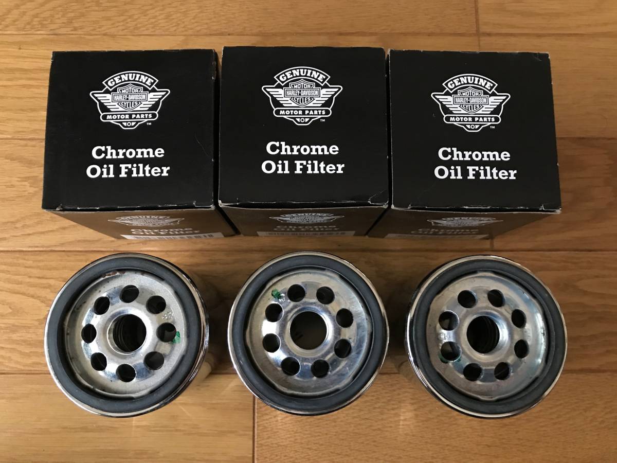 ☆ハーレー純正○オイルフィルター.クローム☆3個セット○63796-77A