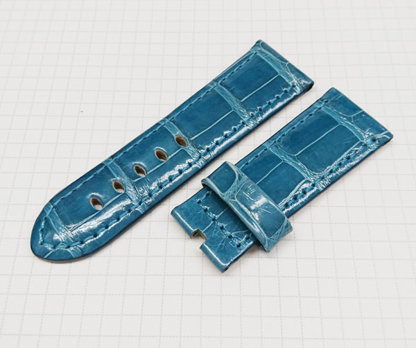 パネライ　純正ベルト　アリゲーター　ブルー　24mm　尾錠用　ショート　未使用品