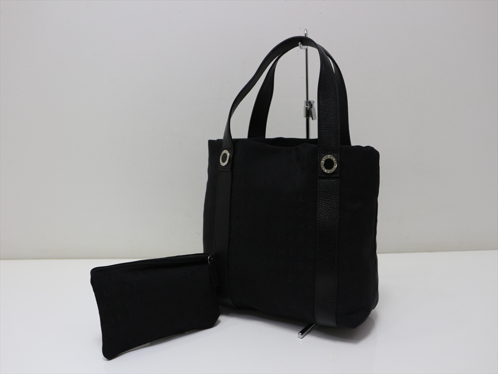 ブルガリ BVLGARI ハンドバッグ 2way リュック ロゴプレート 黒 ロゴ