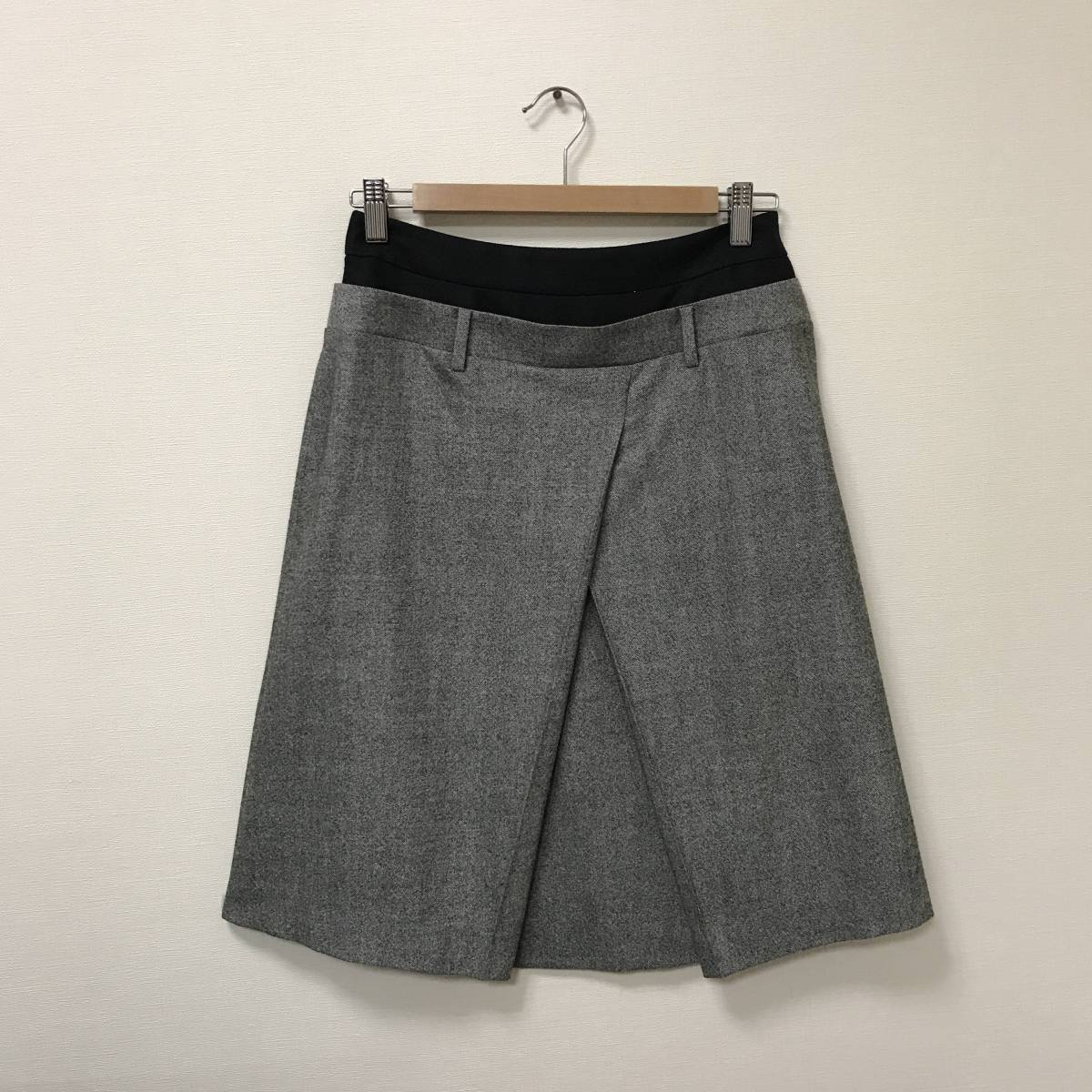極美品☆14AW KNOTT(ノット) ツイードスカート 38(9号) 黒×グレー 
