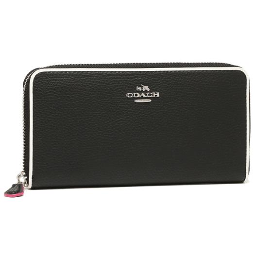 新品本物 コーチ COACH☆長財布エッジペイント ペブルド レザー アコーディオン ジップ アラウンド F12585 ブラックマルチ