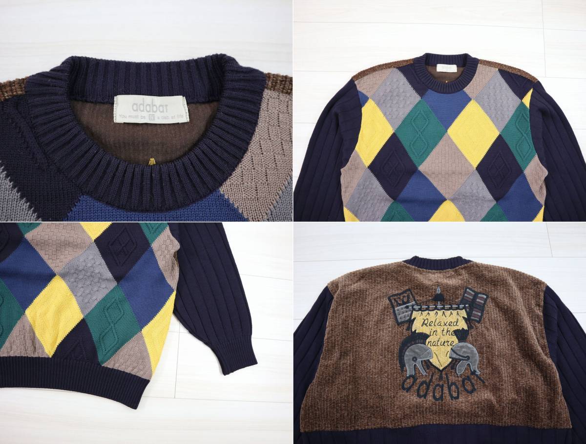 豪華刺繍！アダバット☆デザインウールニットセーター Ⅳ 日本製 
