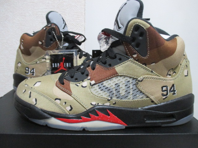 *新品 国内正規 Supreme×NIKE AIR JORDAN 5 RETRO AJ5 ジョーダン BAMBOO CAMO カモ US8.5 26.5 FK
