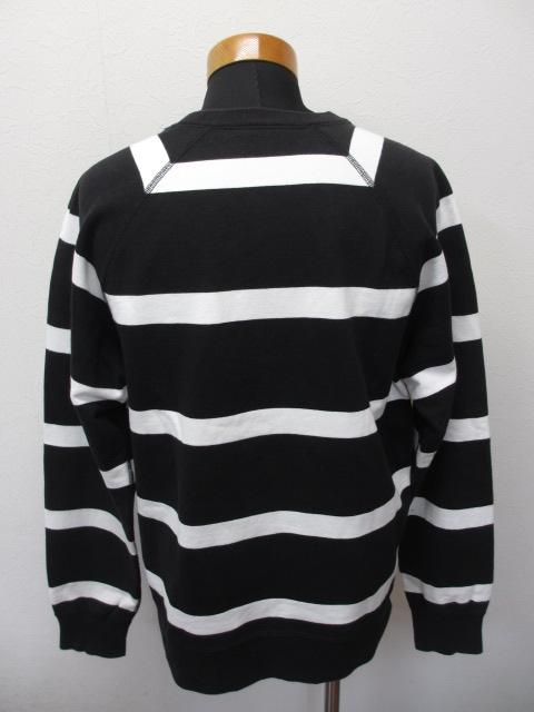 15AW Supreme Striped Raglan Crewneck M 黒×白 シュプリーム