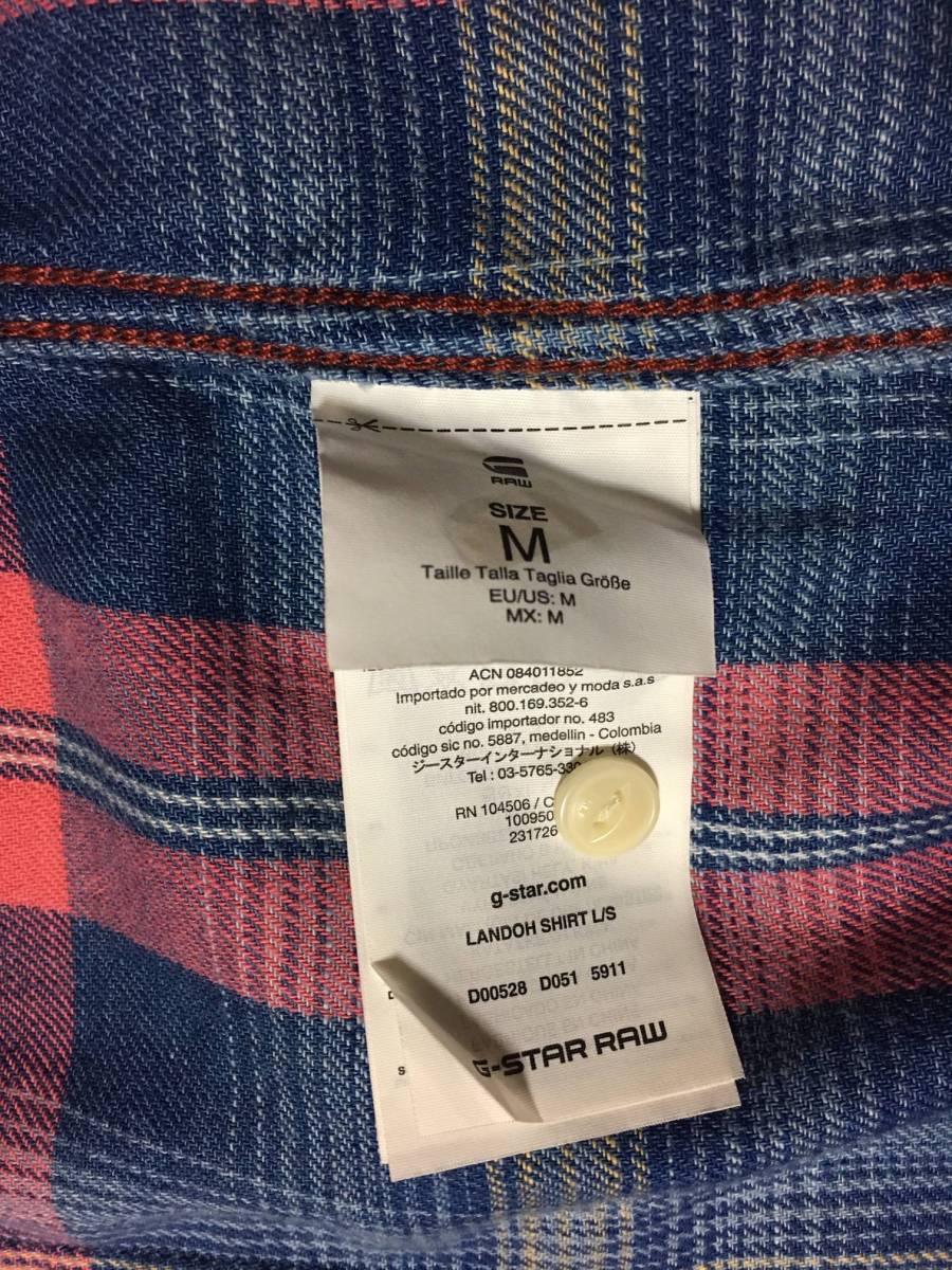G-STAR RAW》ジースター ロウ インディゴ チェックシャツ ネル ☆完売 