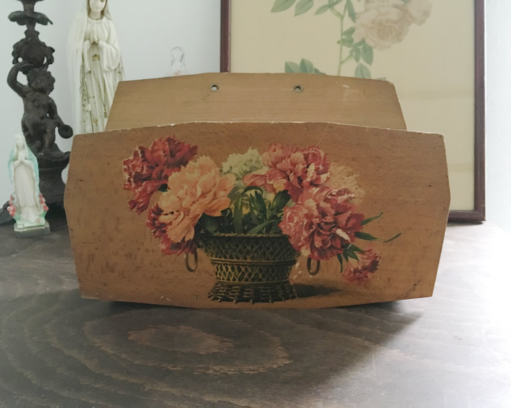 フランスアンティーク*木製カーネーション柄*アンティークボックス*シャビー*ヴィンテージ