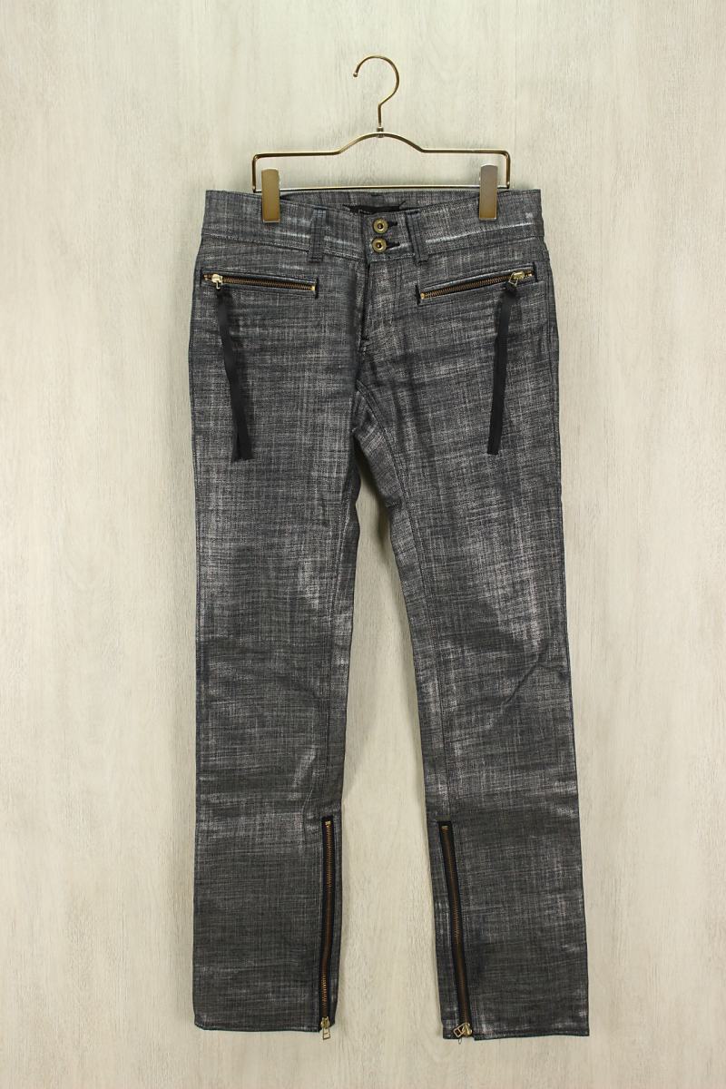 DRESSCAMP◆ストレートパンツ/-/コットン/GRY/ラメ/表面加工