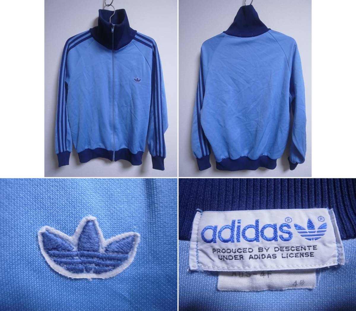 18005★ヴィンテージ 70s トレフォイル アディダス adidas 水色×紺 ジャージ 日本正規品☆4