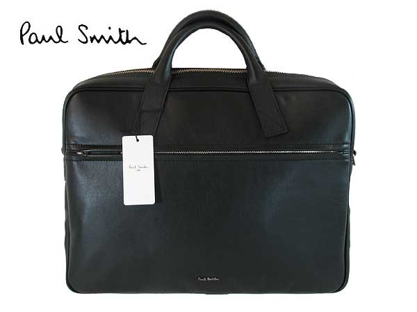 新品 ポールスミスビジネスバック ブラック PaulSmith ブリーフケース 書類かばん 2WAY ショルダーベルト付き タグ付き 正規品 日本製