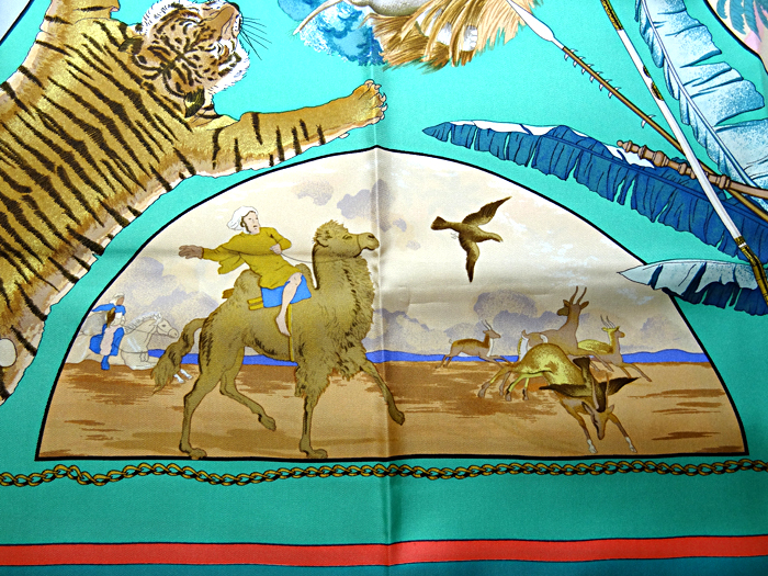 HERMES 90×90cm スカーフ シルク カレ エメラルドグリーン 若草