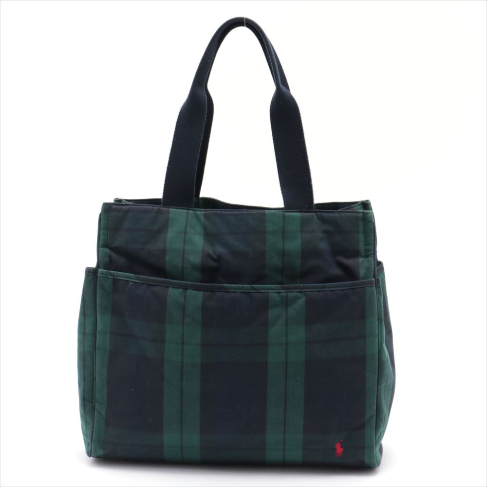 ラルフローレン　キルティング　チェック柄　トートバッグ　グリーン　ポニー刺繍入り
