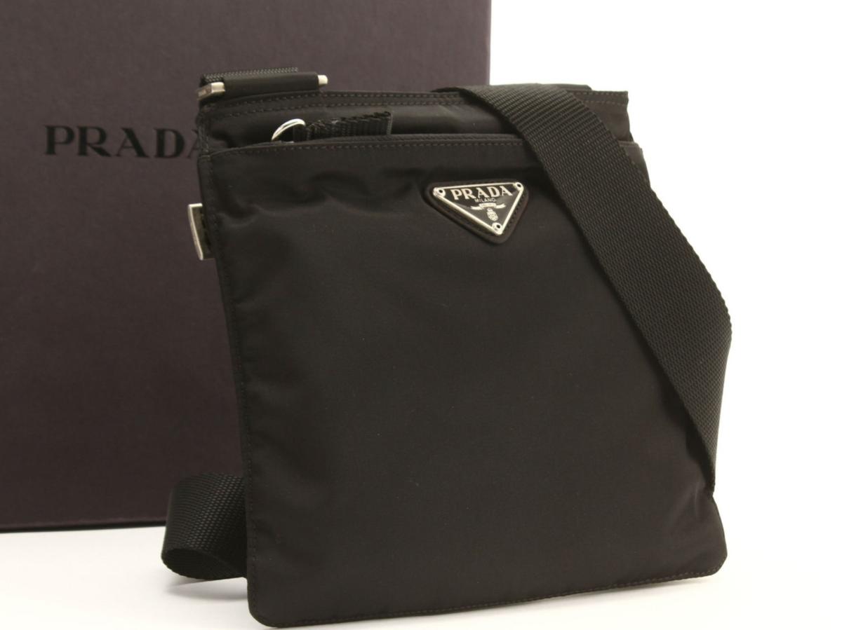 1円 極美品 プラダ PRADA 斜め掛け ショルダー バッグ メンズ 