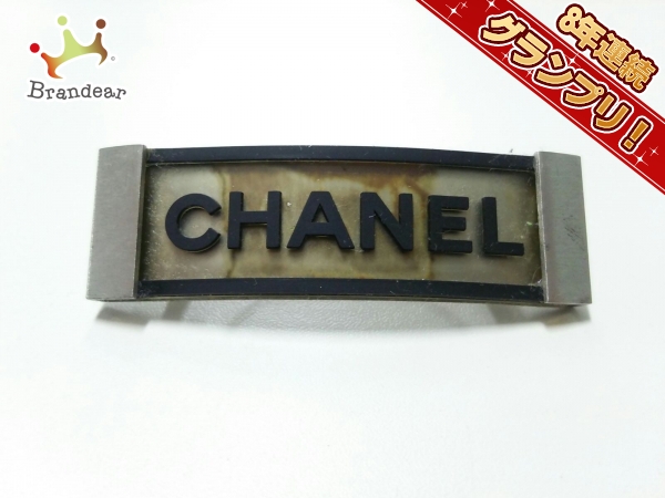 シャネル CHANEL アクセサリー（他） バレッタ 金属素材×ラバー シルバー×黒 01P