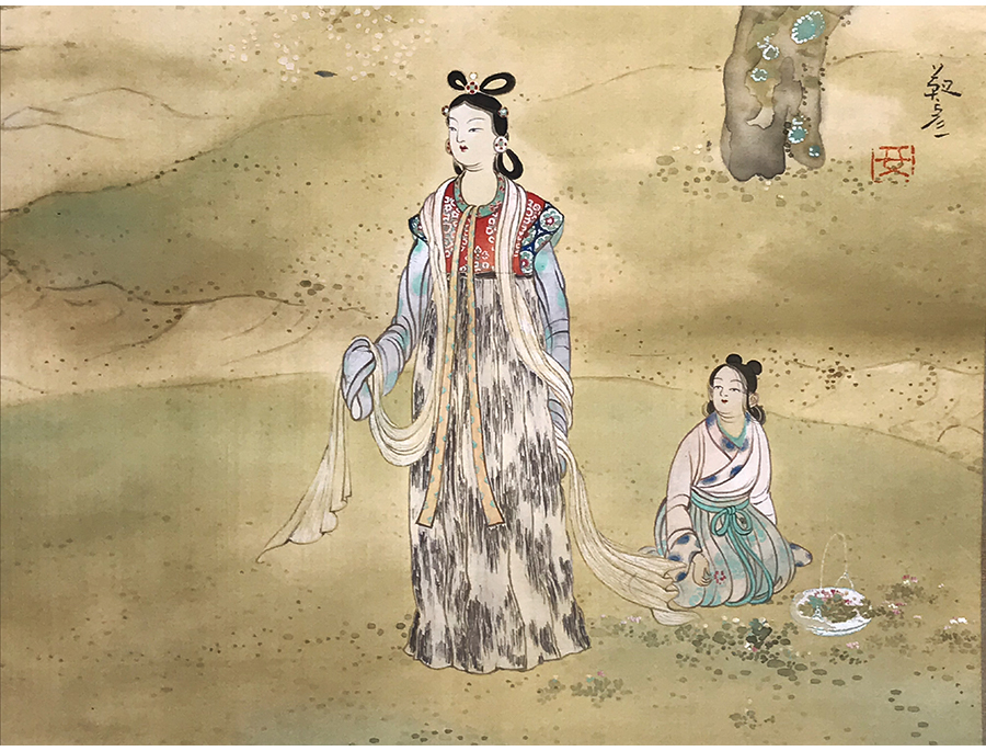 ☆ 安田靫彦 掛け軸（双福）天女春秋 ♪長期保管品 ♪ Yahoo