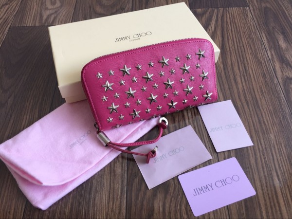 【新品・未使用】JIMMY CHOOジミーチュウ ラウンドジップ スターウォレット ラウンドファスナー長財布 シルバー星柄