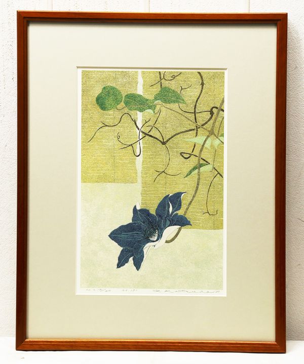 WISH】○勝田幸男 粒画創始者 木版画 花図逸品 国内外各地百貨店・画廊