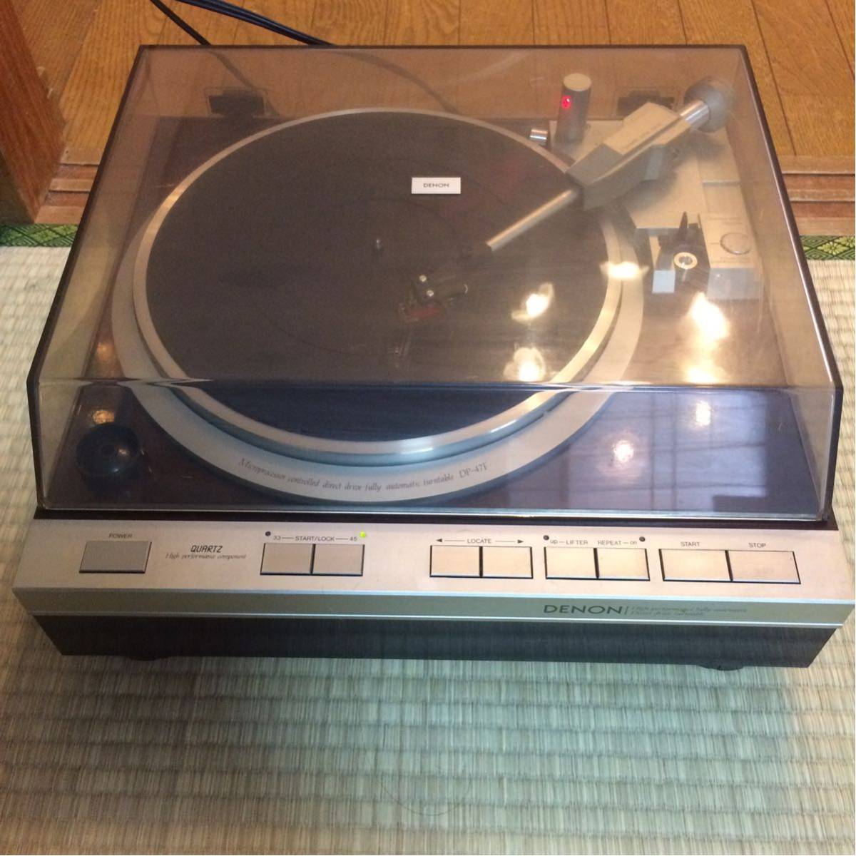 F-4 Denon DP-47F レコードプレーヤー 動作確認済 使用感強め テープ 