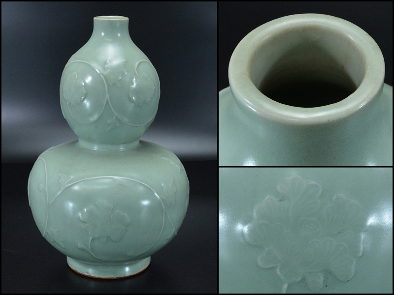 中国骨董 靑花磁 粉彩 蓮花鯉魚図 将軍缶 在銘 結縁出品