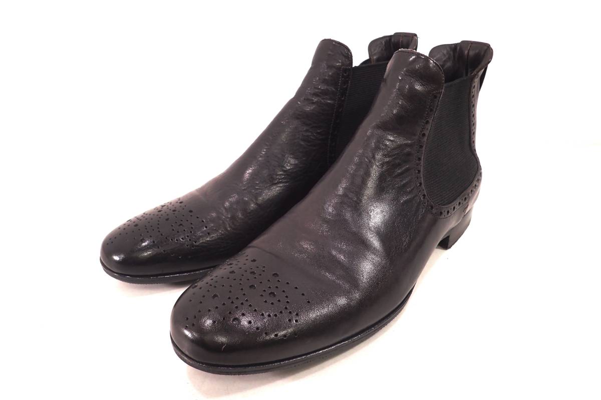 極美品◆BURBERRY バーバリー メダリオン サイドゴアショートブーツ 40 黒