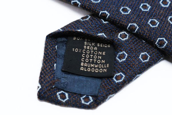 ERMENEGILDO エルメネジルドゼニア【美品】ネクタイ 1円スタート Ermenegildo Zegna ドット柄 高級伊製 茶 × 青 伊製 イタリア製 ZEGNA エルメネジルドゼニア イタリア製USED ブランド