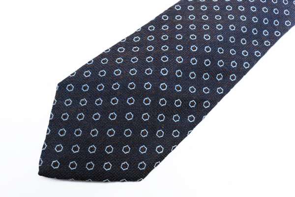 ERMENEGILDO エルメネジルドゼニア【美品】ネクタイ 1円スタート Ermenegildo Zegna ドット柄 高級伊製 茶 × 青 伊製 イタリア製 ZEGNA エルメネジルドゼニア イタリア製USED ブランド