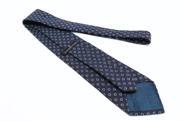 ERMENEGILDO エルメネジルドゼニア【美品】ネクタイ 1円スタート Ermenegildo Zegna ドット柄 高級伊製 茶 × 青 伊製 イタリア製 ZEGNA エルメネジルドゼニア イタリア製USED ブランド