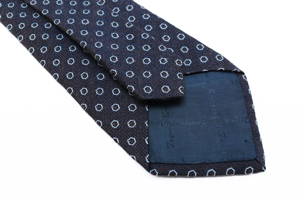 ERMENEGILDO エルメネジルドゼニア【美品】ネクタイ 1円スタート Ermenegildo Zegna ドット柄 高級伊製 茶 × 青 伊製 イタリア製 ZEGNA エルメネジルドゼニア イタリア製USED ブランド