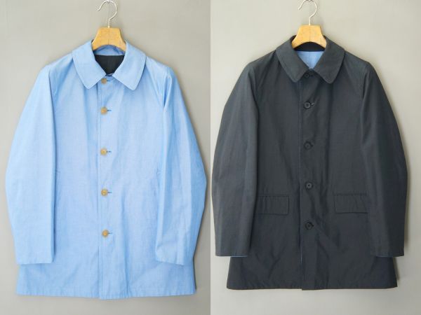 l449*トゥモローランド/TOMORROWLAND*ステンカラーコート/リバーシブルコート/ブラック+ブルー/46