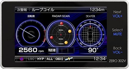 レーダー探知機 新品 302V 未使用品 ZERO コムテック GPS OBD2接続 メーター機能 無料データ更新