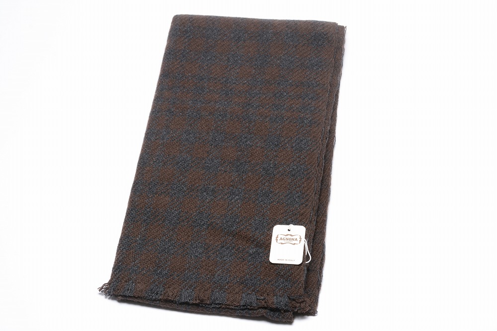 新品 2.5万 AGNONA ストール/マフラー チェック柄/カシミヤ100