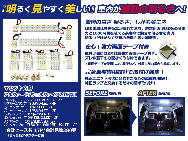 LED アルファード ルームランプ 20系 ヴェルファイア トヨタ 選べる3色 LEDルームランプ 電球色 ヴェルファイア20系 アルファード20系 アルファード ヴェルファイア 専用設計 パーツ 15点LEDルームランプ