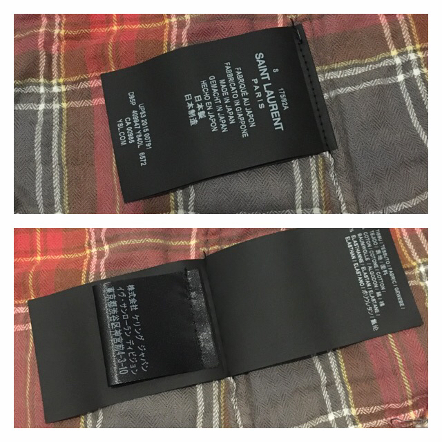 SAINT LAURENT PARIS 16SS グラデーションチェックシャツ S Red